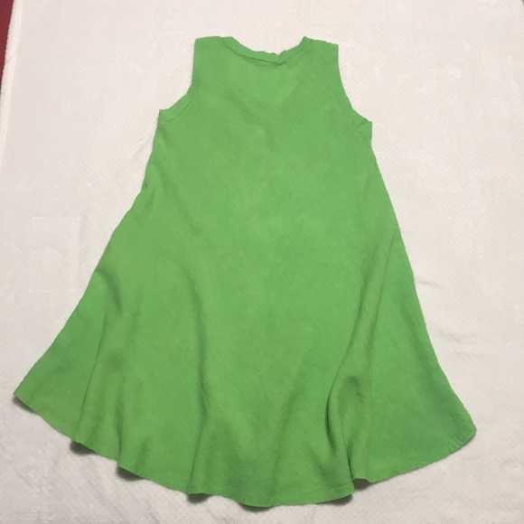 GG Luxe 100% Linen Sleeveless A-line Dress Cover Up Bright Green Size Medium - Picture 2 of 9